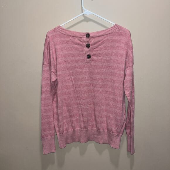 Banana Republic Women's Pink Striped M Sweater 2 Pockets Soft Girl Streetwear - Picture 3 of 12